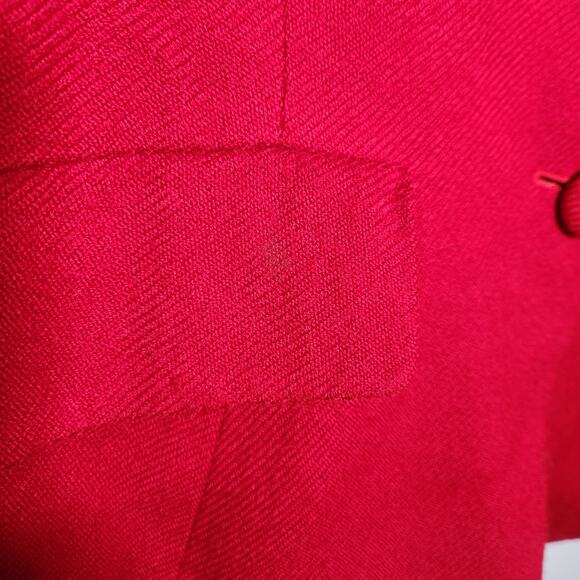 True Vintage DKNY 100% Wool Poppy Red Blazer Womens 12 90s Friends Seinfeld Coat - Picture 7 of 10